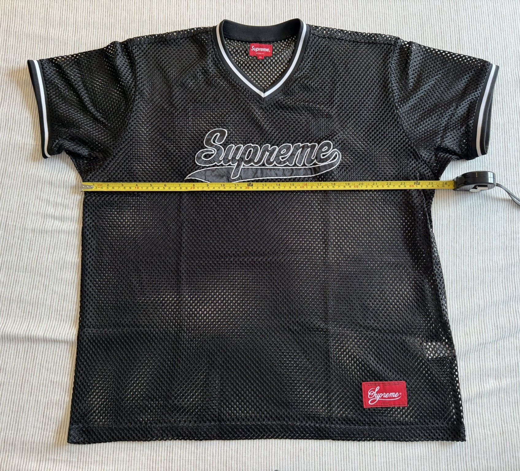 Supreme Supreme Baseball jersey Ultrasuede Mesh suede black holes