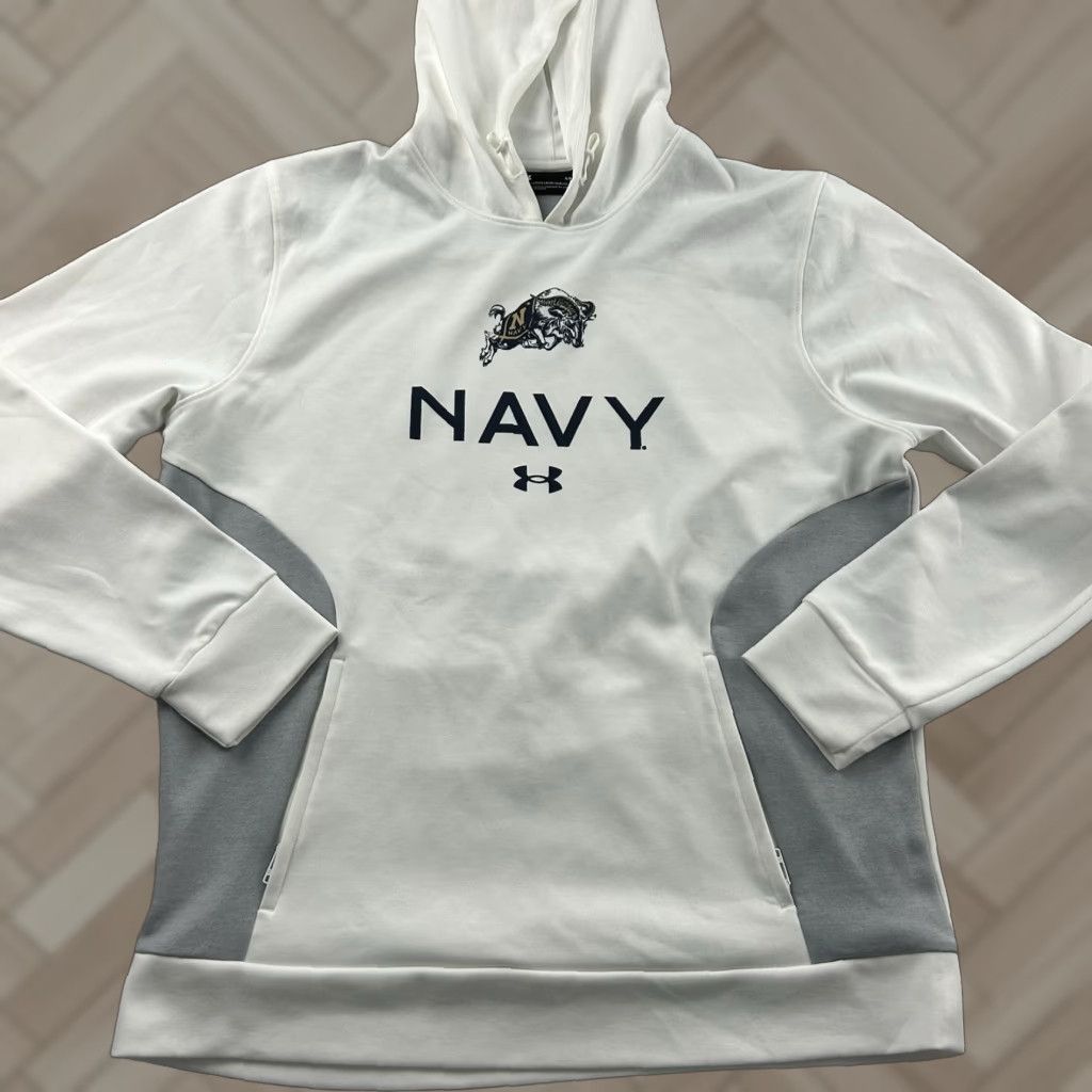Under Armour Under Armour Hoodie Mens L White Navy Pullover Sweatshirt Size US L / EU 52-54 / 3 - 1 Thumbnail