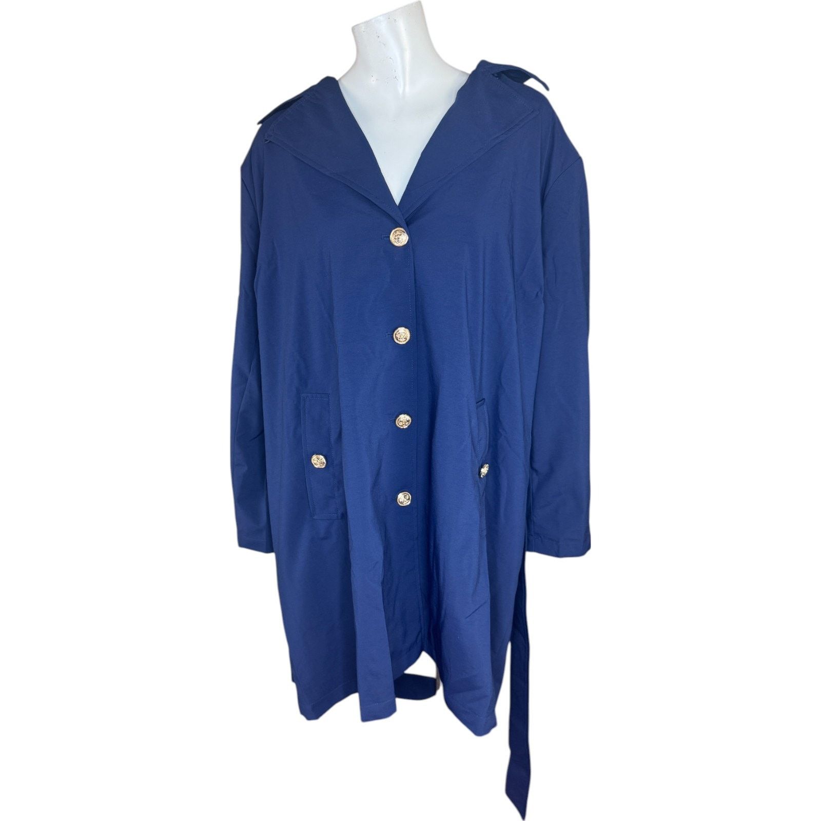 Other Dennis BassoWater Resistant Trench Coat Navy Large Petite Size L / US 10 / IT 46 - 1 Thumbnail