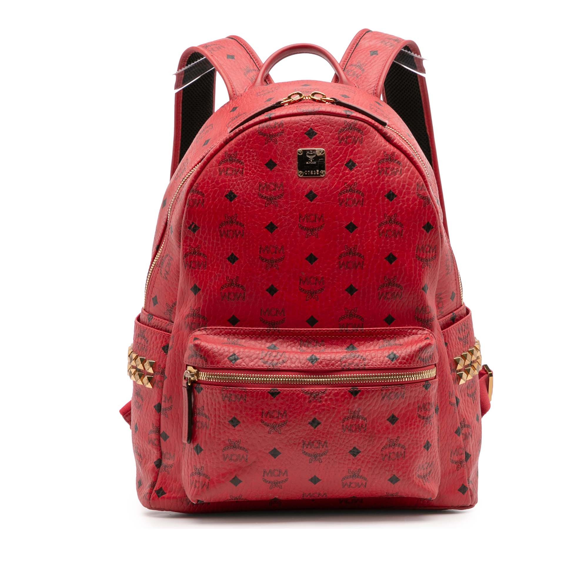 MCM Medium Studded Visetos Coated Canvas Stark Backpack