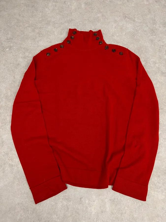 Ann Demeulemeester Ann Demeulemeester Buttoned Red Turtleneck Sweater Size US M / EU 48-50 / 2 - 5 Thumbnail