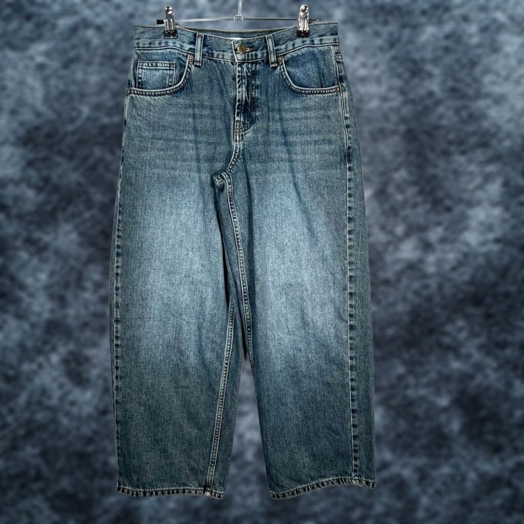 Topshop Topshop Womens Jeans Blue Denim Crop Wide-Leg 26 28 Buckle Back 5-Pocket Inseam 28 Regular Vintage No Boys Mens Womens Size 26" / US 2 / IT 38 - 1 Thumbnail