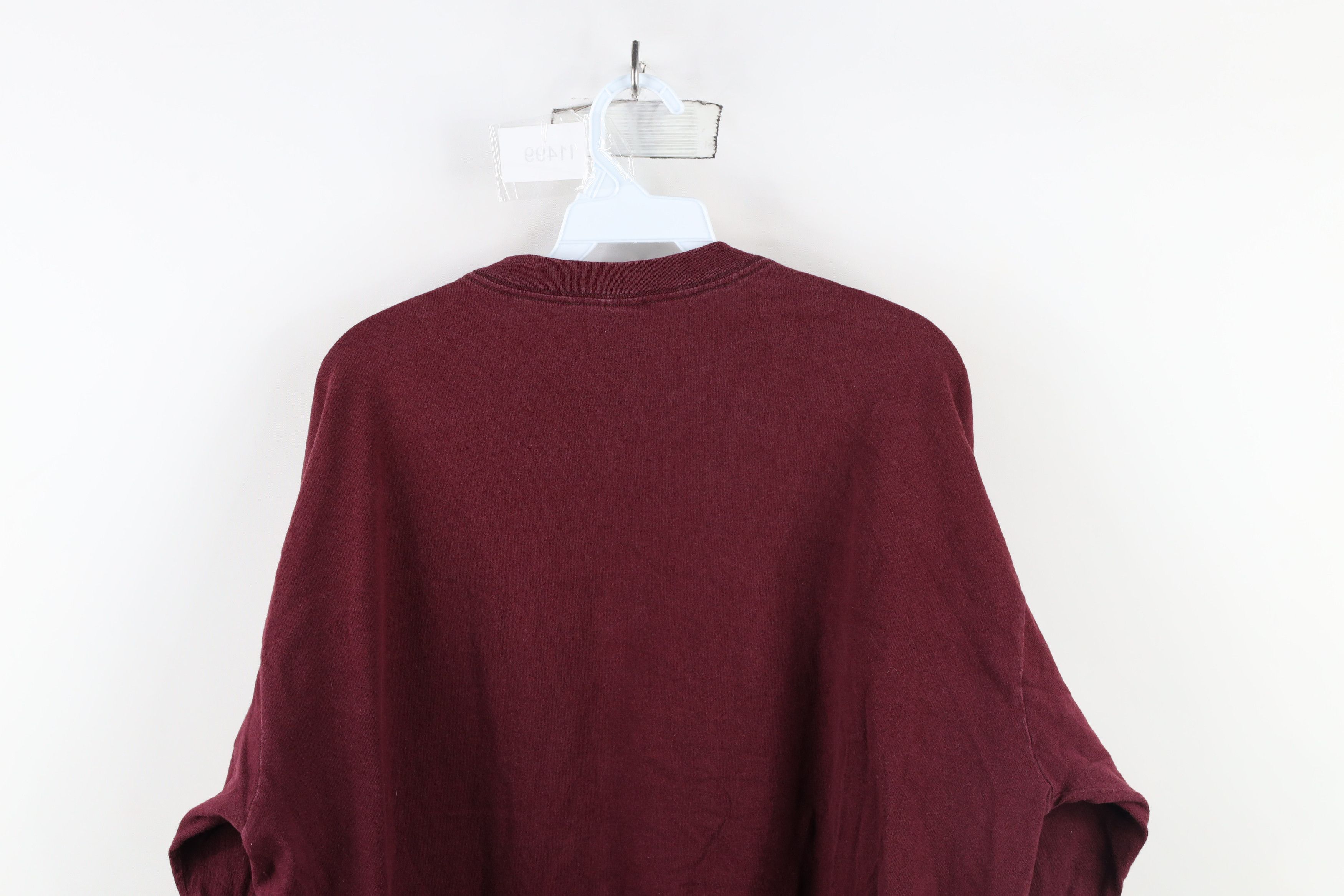 Vintage Vintage 90s Streetwear Long Sleeve Pocket T-Shirt Red Cotton Size US XL / EU 56 / 4 - 9 Thumbnail