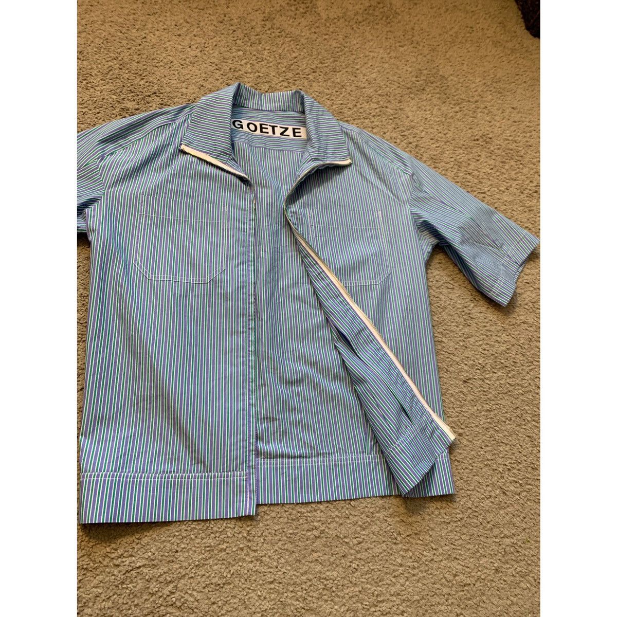 GOETZE GOETZE PLEATED CROPPED STRIPE SHIRT JACKET Size US S / EU 44-46 / 1 - 7 Thumbnail