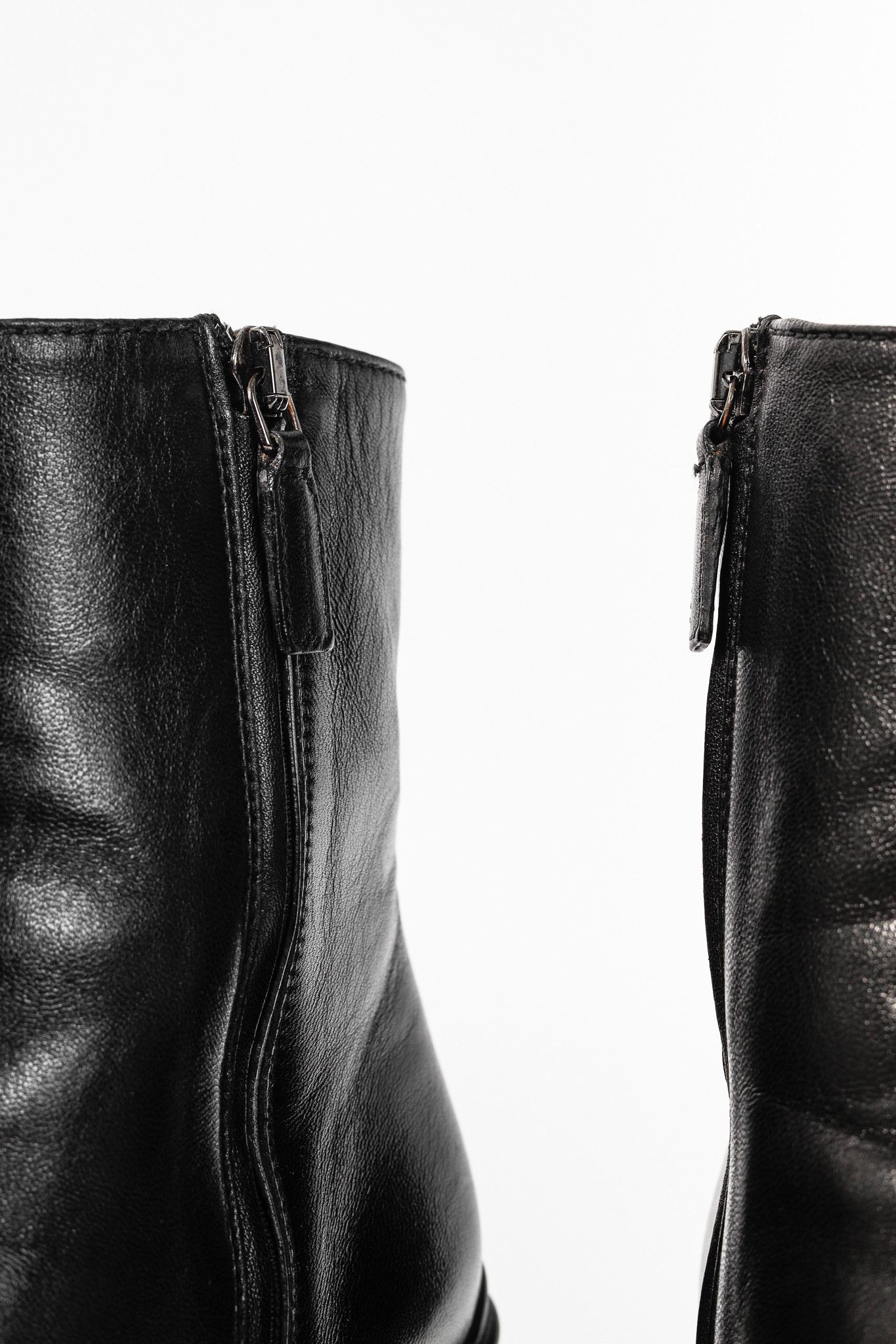 Prada Prada Black Leather Almond-Toe Ankle Boots Size US 7.5 / IT 37.5 - 9 Thumbnail