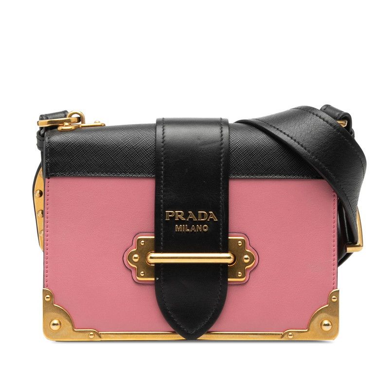 Prada Prada Cahier Saffiano Leather Shoulder Bag Leather Shoulder Bag 1Bd045 Duty Free For Usa in Pink, Women's