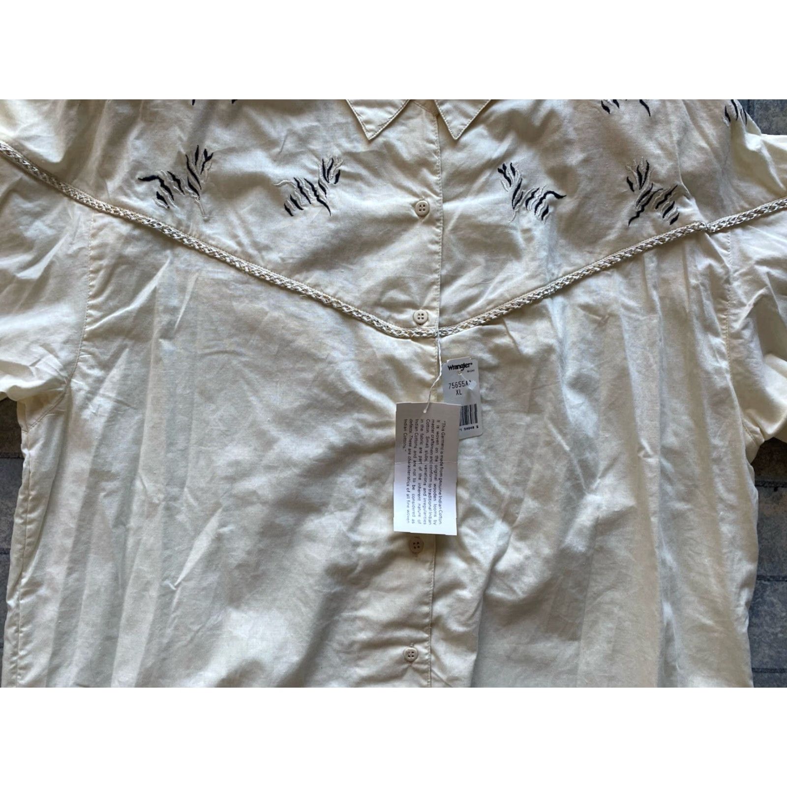 Wrangler Wrangler XL Button Up Woven India Cotton White Embroidery Shoulder Pad Womens Size XL / US 12-14 / IT 48-50 - 4 Thumbnail