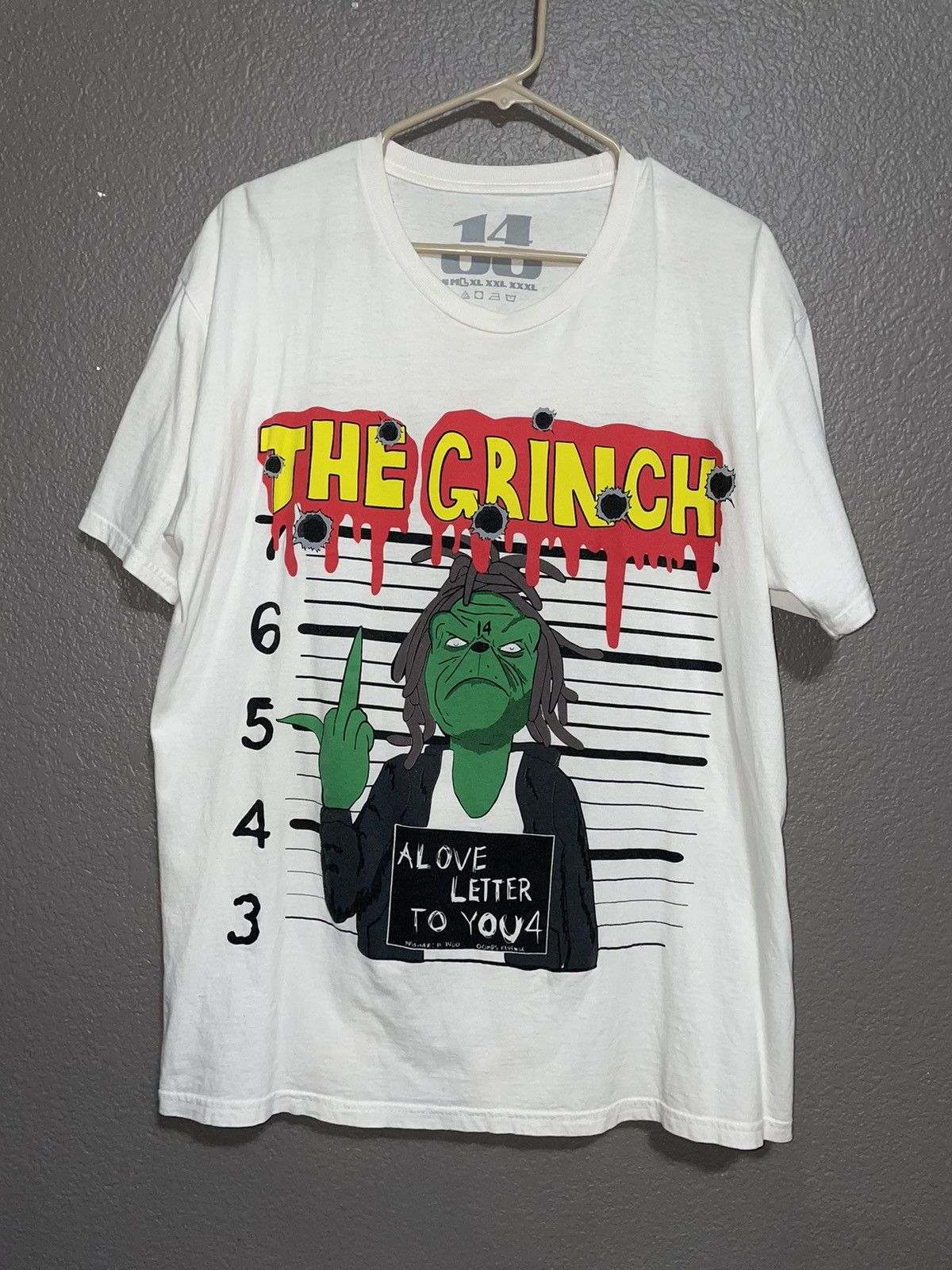 image of Rap Tees x Trippie Redd 2020 Trippie Redd The Grinch Tee Large Official Tour Merch in White, Men's