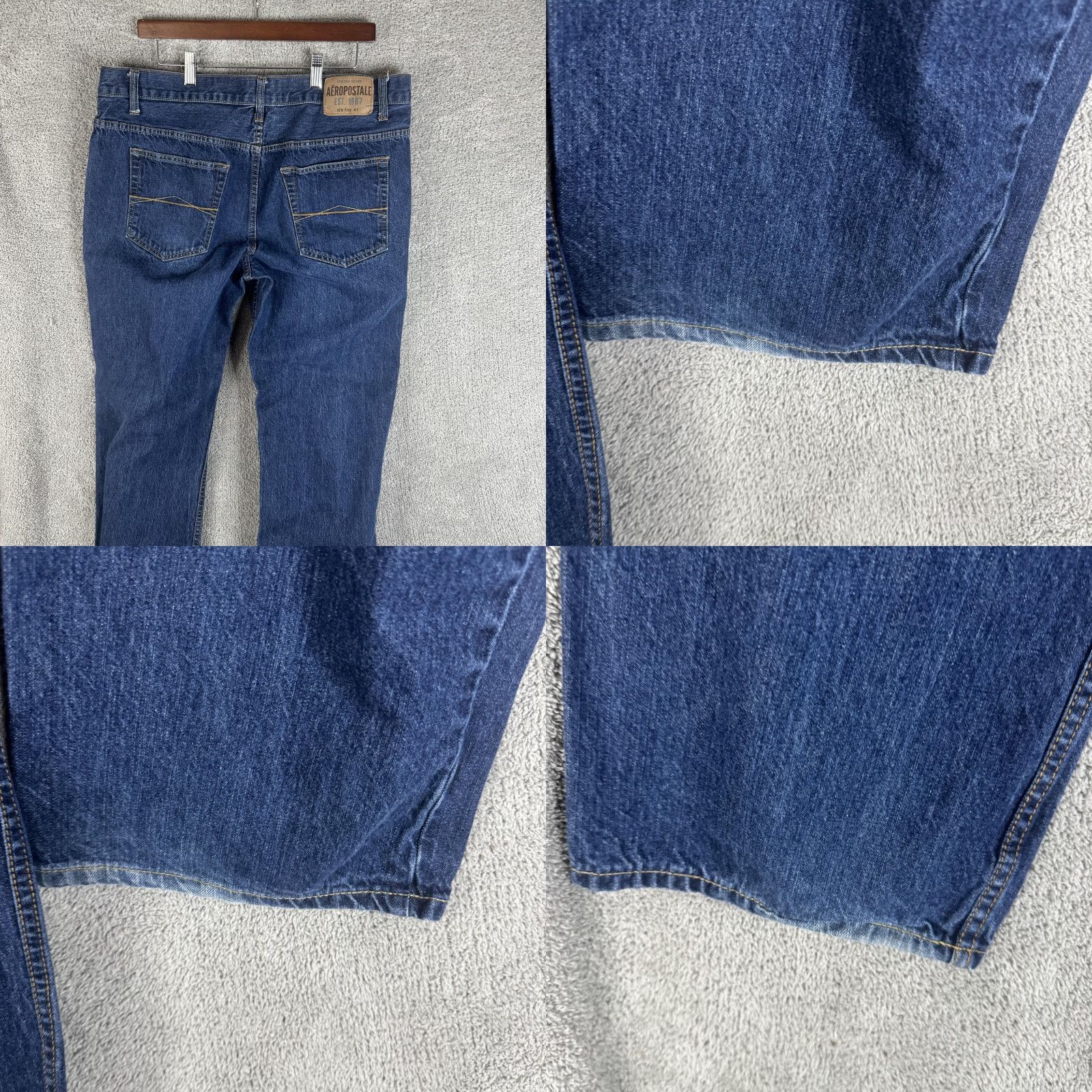 Aeropostale Aeropostale Jeans Mens Essex Straight Leg Blue Medium Wash 38x32 Denim Cotton Zip Pockets Vintage No Size US 38 / EU 54 - 9 Thumbnail