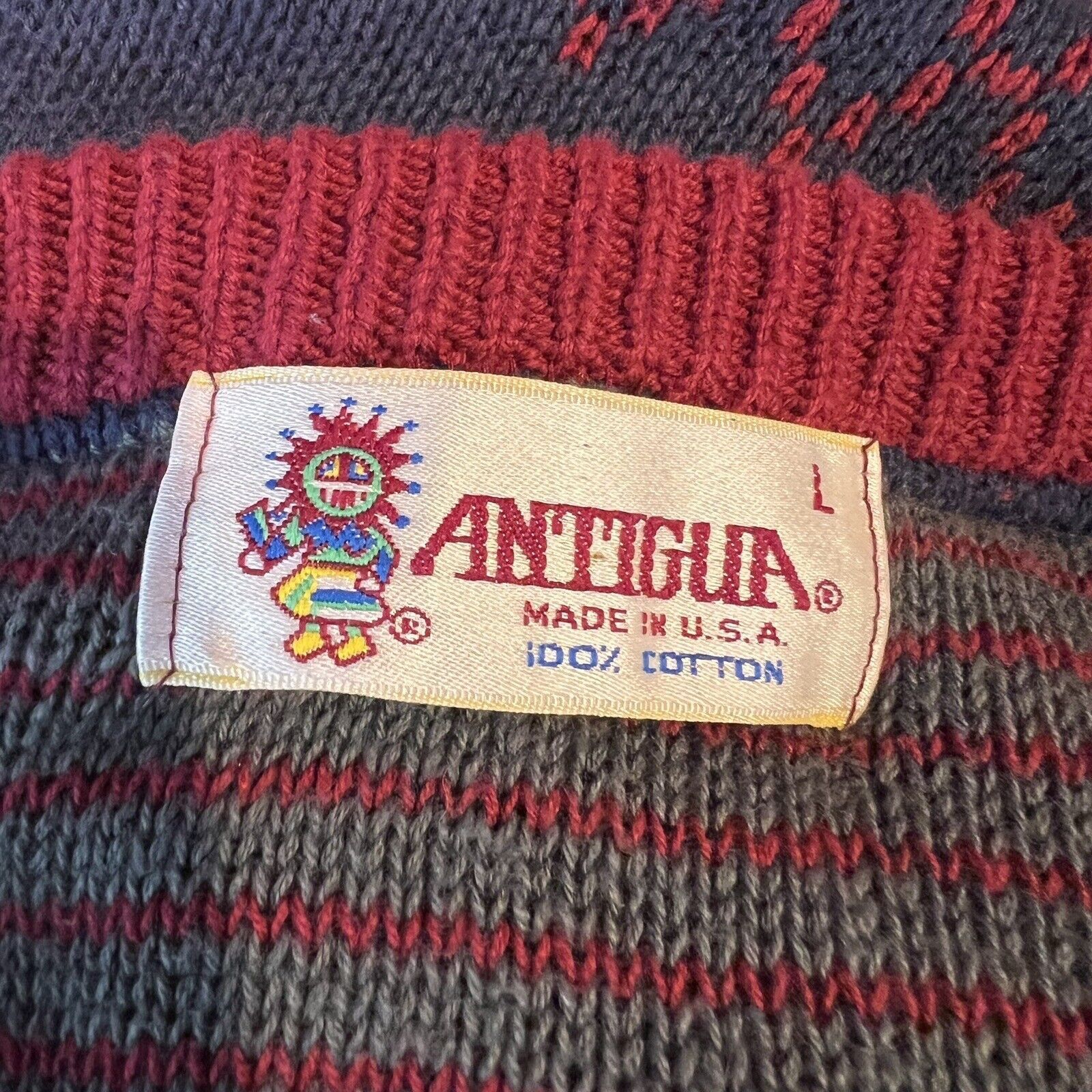 Other Antigua Sweater Vintage Men's Large Cotton Red Graphic Retro Size US L / EU 52-54 / 3 - 8 Thumbnail
