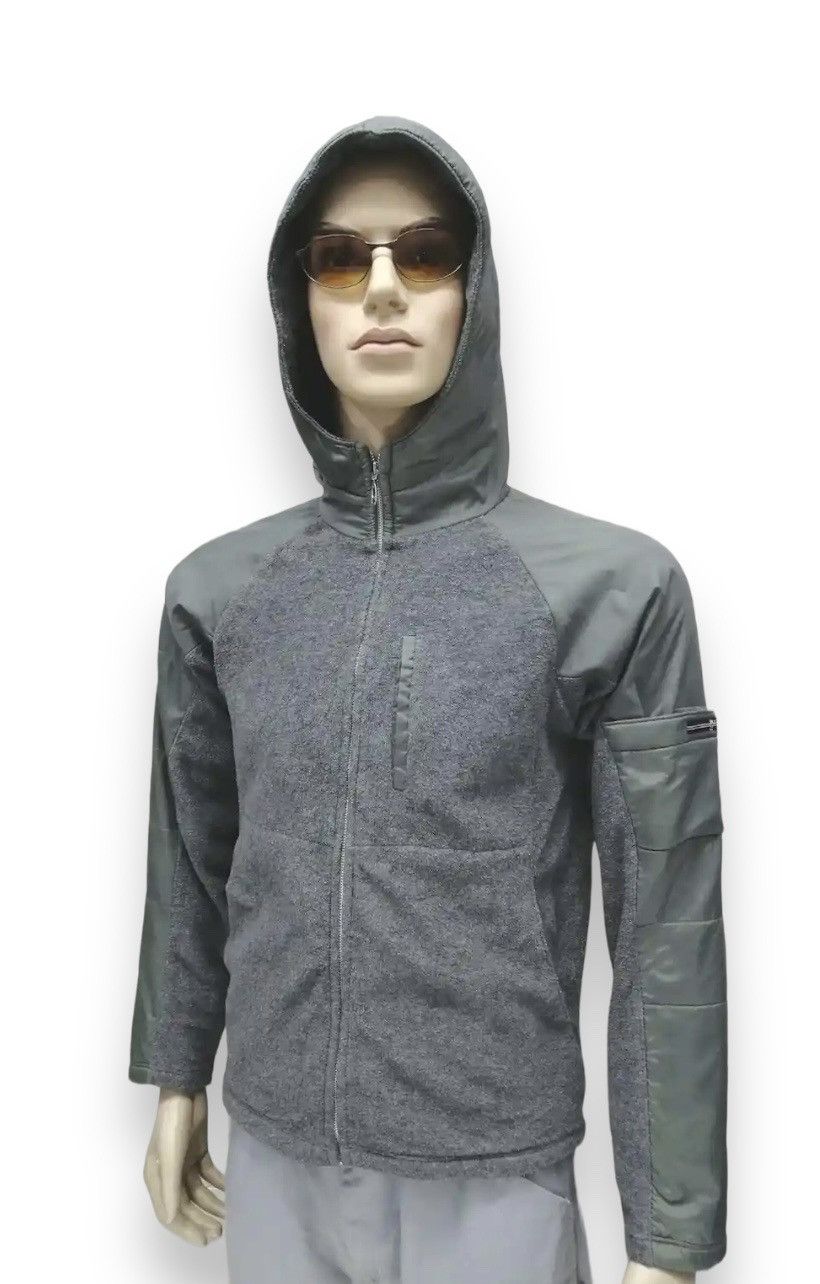 image of Fyeppfm Riot Military Hybrid Material Zip Up Hoodie in Olive Green Army/Gray, Men's (Size Small)