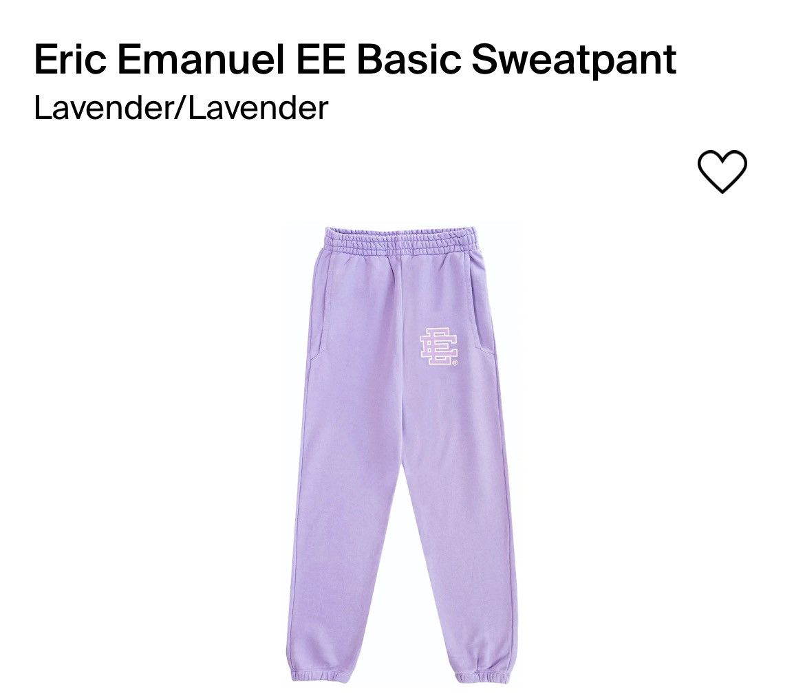 image of Eric Emanuel Lavender Embroidered Ee Sweatpants Large, Men's (Size 32)