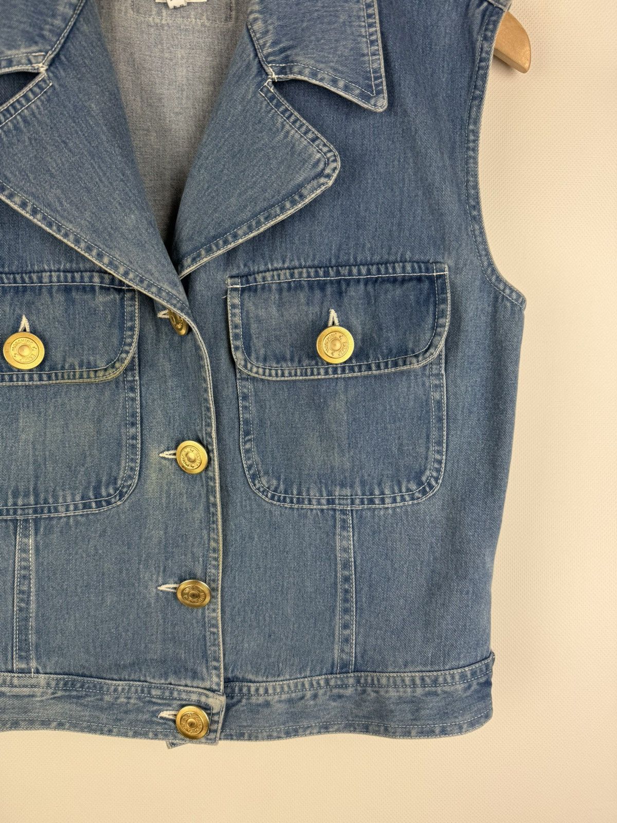 Moschino × Vintage Moschino Jeans VTG Denim Sleeveless Vest Jacket Waistcoat Size XL / US 12-14 / IT 48-50 - 6 Thumbnail