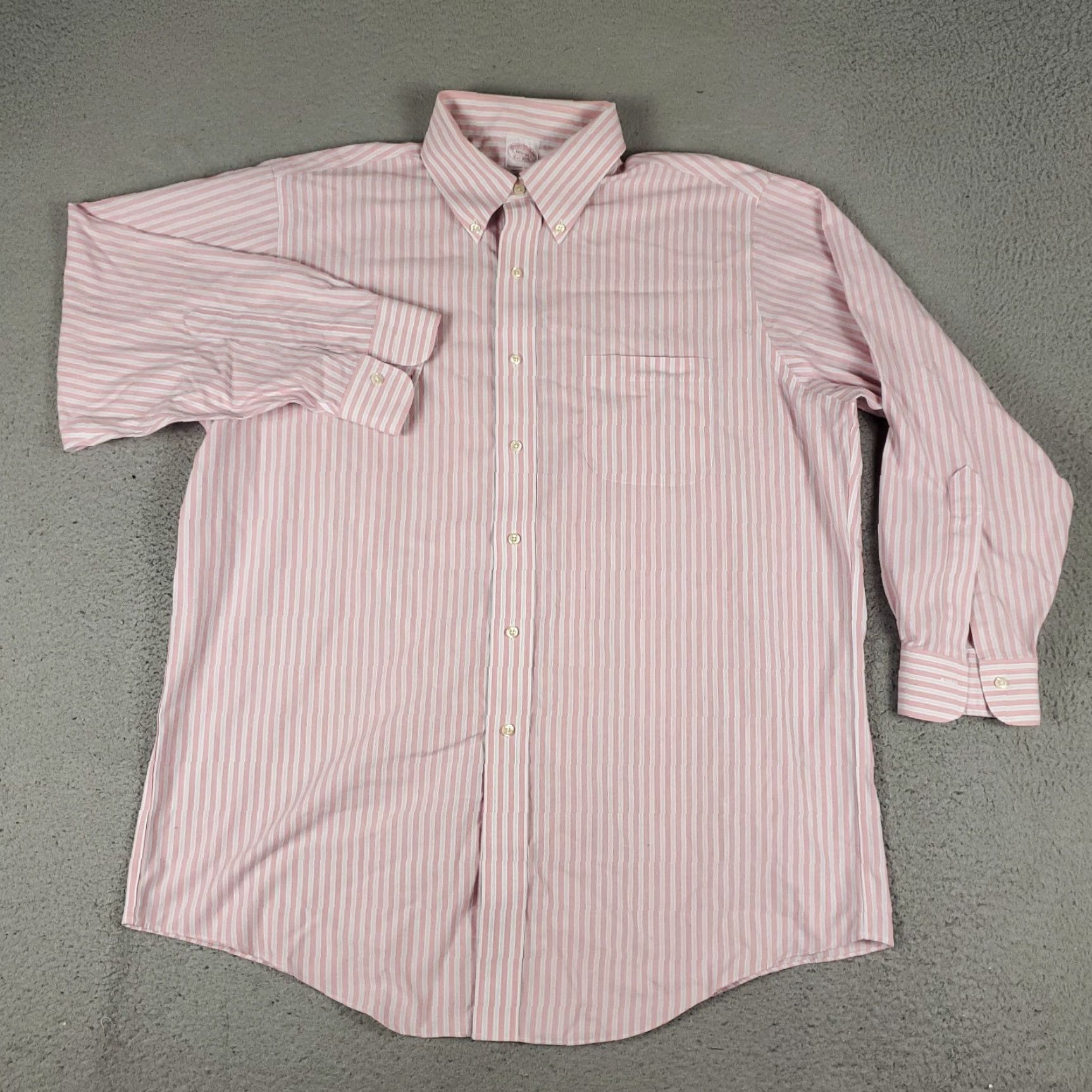 Brooks Brothers VINTAGE Brooks Brothers Dress Shirt Men 16.5 Pink Striped Long Sleeve Business Casual Size 42R - 2 Thumbnail
