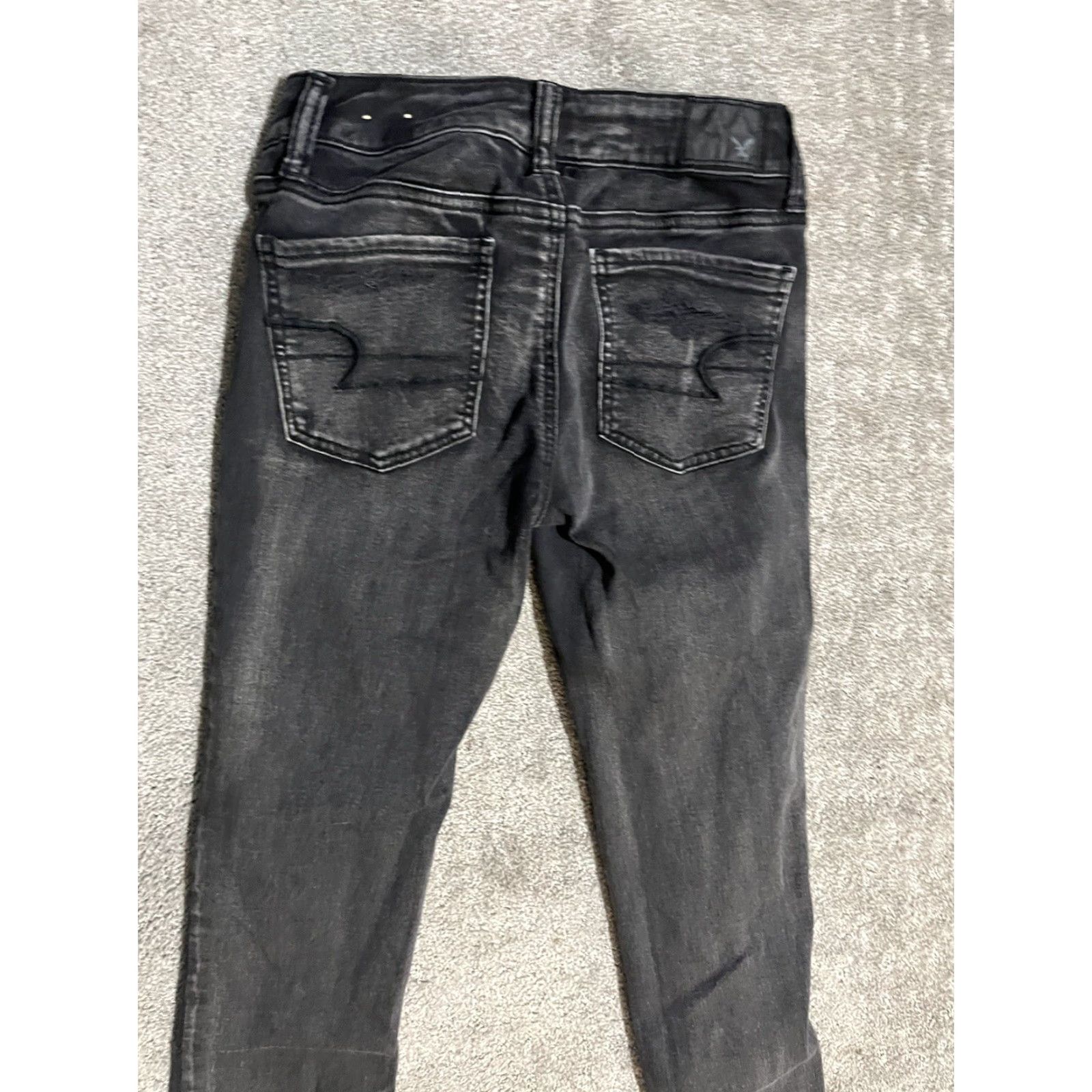 American Eagle Outfitters VINTAGE American Eagle Black Jegging Pants Women's 0 Regular Solid Distressed Stretch Denim Jeans Size 25" / US 0 / IT 36 - 2 Thumbnail