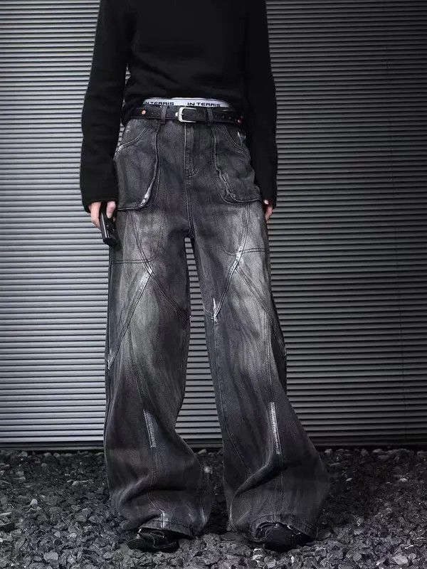 Japanese Brand VIBE Vintage washed and painted straight baggy jeans Size US 34 / EU 50 - 2 Thumbnail