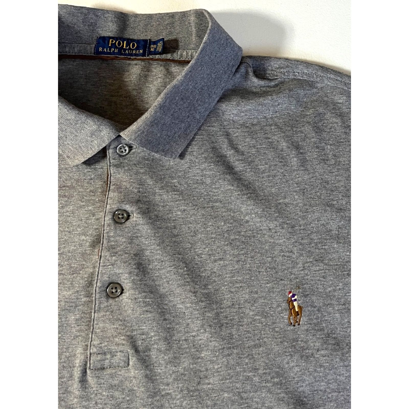Polo Ralph Lauren Polo Ralph Lauren Shirt Men's Long Sleeve Polo Gray 3XB Big & Tall Classic Embroidered Logo, Button-Front, Cotton, Pre-owned Size US XXL / EU 58 / 5 - 6 Thumbnail