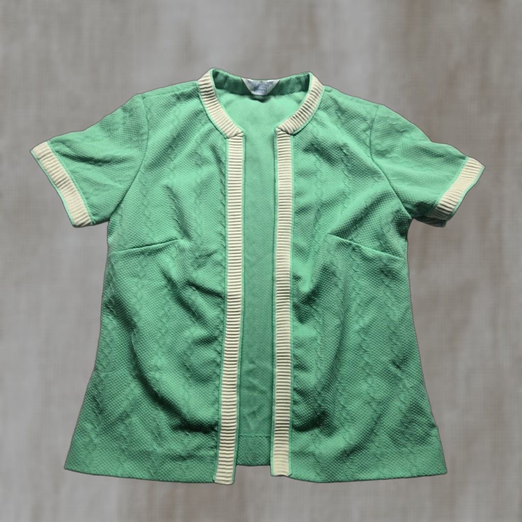 Sears Vintage Sears Cardigan Women's Small Green 80s Retro Knit Polyester Casual Short Sleeve Size S Winter Spring Summer Womens Size S / US 4 / IT 40 - 1 Thumbnail