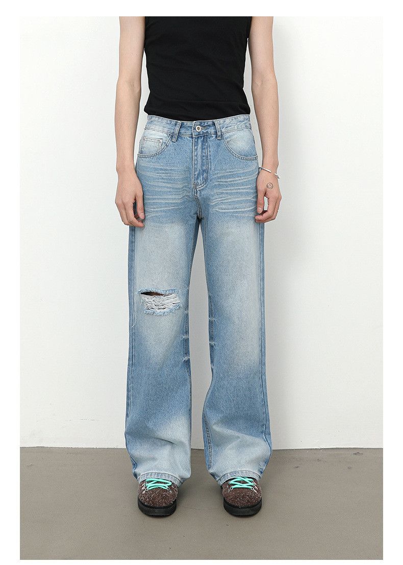 Japanese Brand × Jean American high street blue washed bootcut ripped jeans Size US 32 / EU 48 - 1 Thumbnail