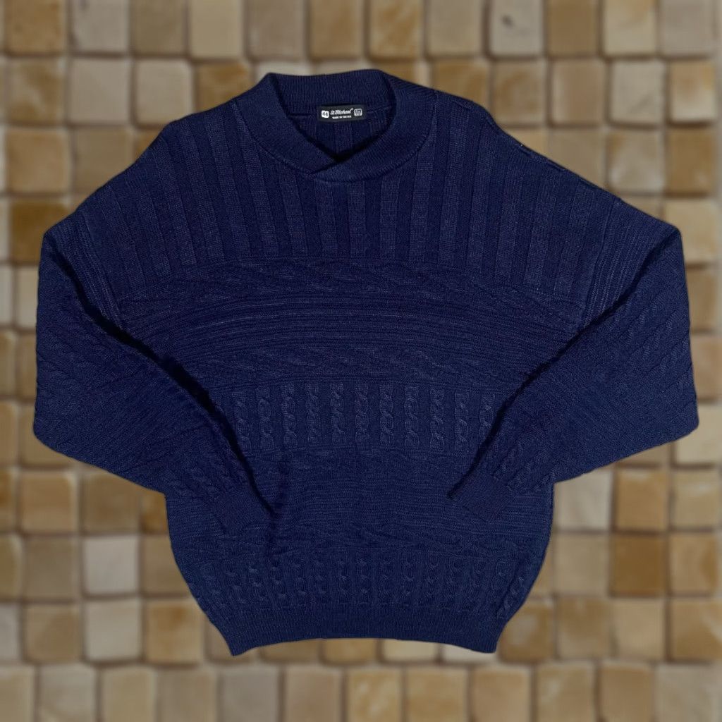 Marks & Spencer VINTAGE ST MICHAEL Marks & Spencer Cable Knit Jumper Mens Large 44 Navy Blue Wool Acrylic Knit Pullover 90s Size US L / EU 52-54 / 3 - 1 Thumbnail