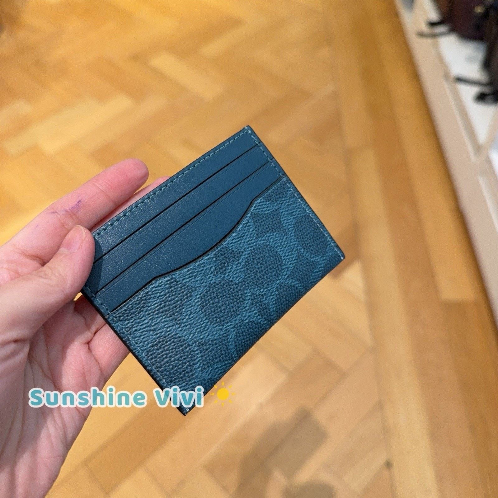 Coach NWT Coach Slim Id Card Case Signature CW366 Aquamarine Teal Size ONE SIZE - 5 Thumbnail