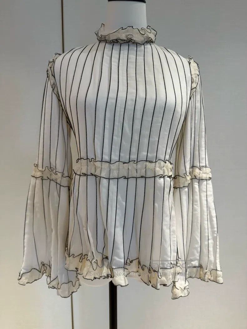 Chanel Chanel 17S Data Centre Show White Vertical Striped Pleated Size XS / US 0-2 / IT 36-38 - 1 Thumbnail