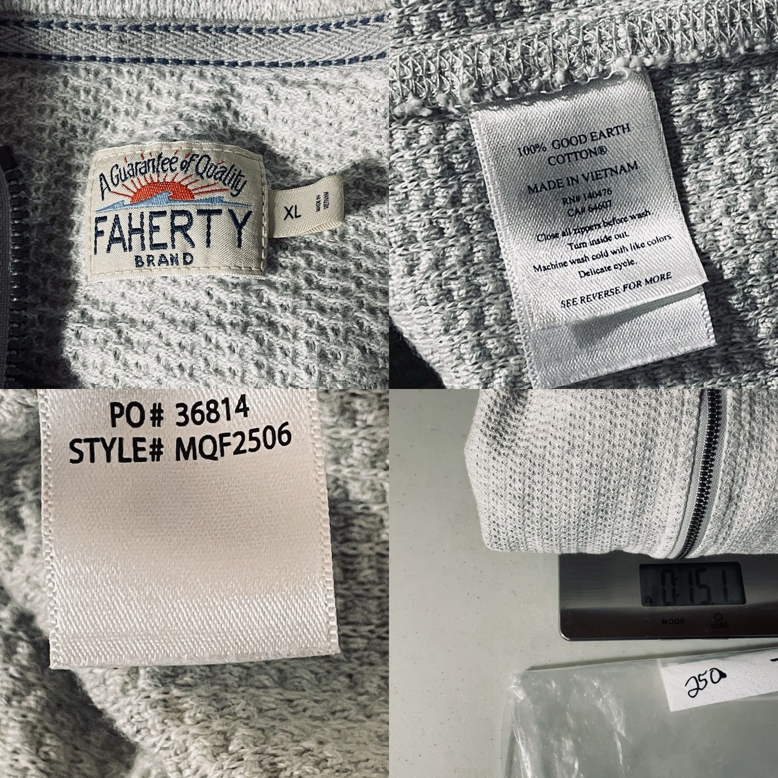 Faherty Faherty Knit 1/4 Zip Sweater XL Gray Cotton Outdoor Pullover Men Regular Knit Style Zipper Logo Casual Size US XL / EU 56 / 4 - 9 Thumbnail