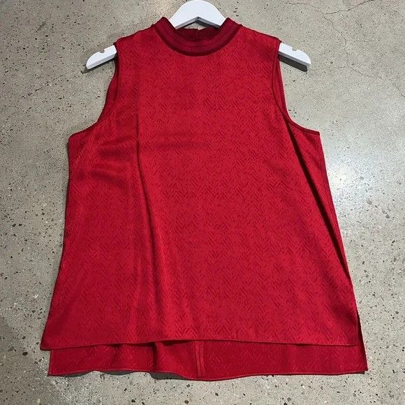 image of Rag Bone Rag & Bone Letti Radish Pink Jacquard Sleeveless Blouse, Women's (Size Medium)