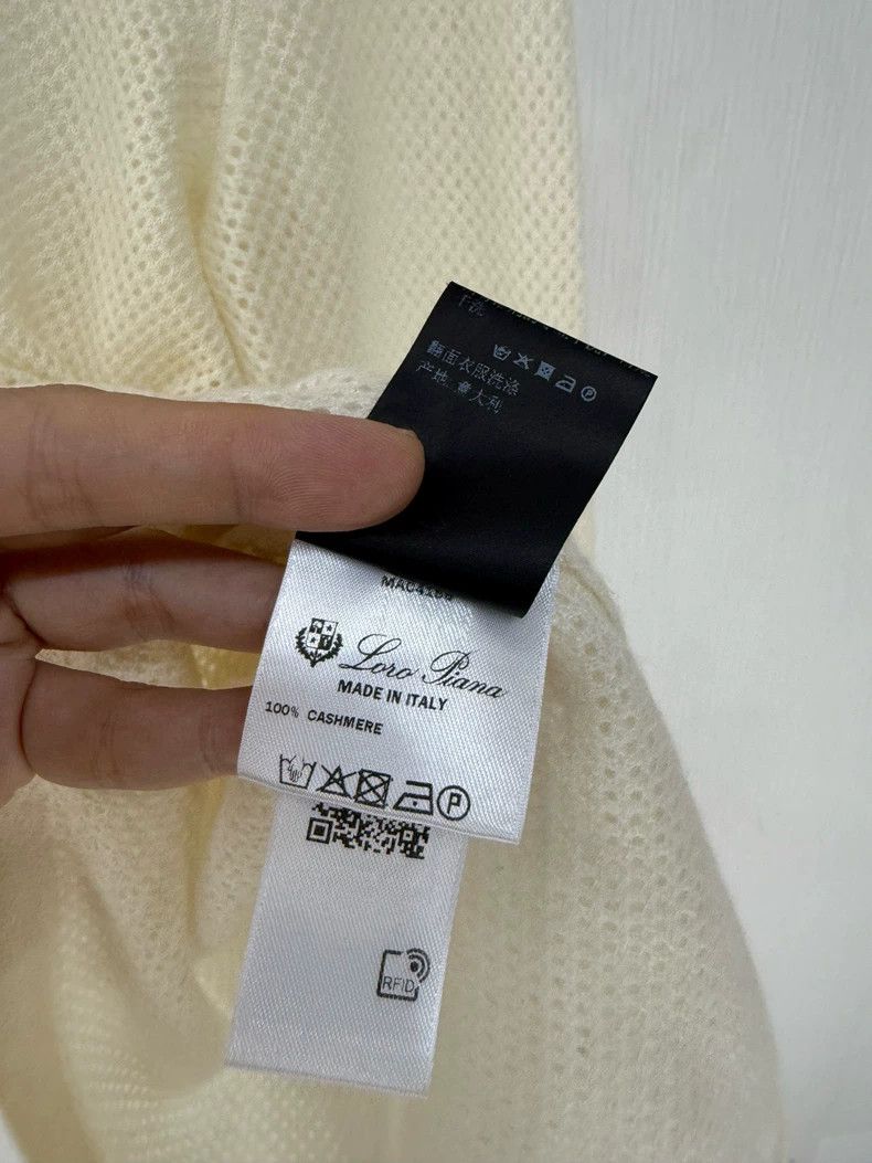 Loro Piana LORO PIANA White alpaca micro-embossed round neck base shi Size XS / US 0-2 / IT 36-38 - 5 Thumbnail