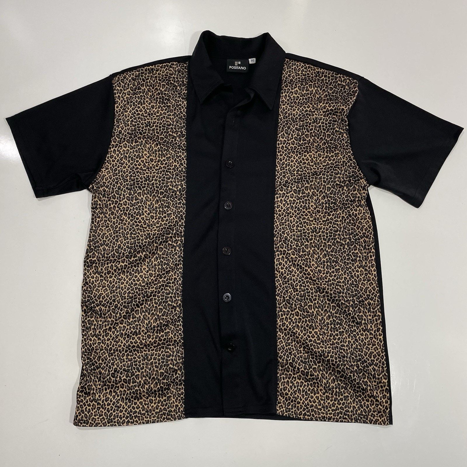 VTG POSITANO Black Leopard Shirt Men’s M Club Rave Lounge