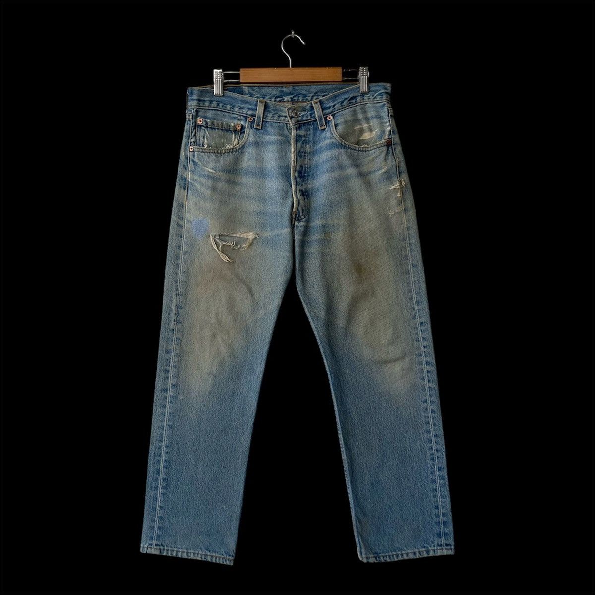Levi's Vintage 90s Levi's 501xx Denim Jeans Thrashed Distressed Size US 33 - 2 Thumbnail