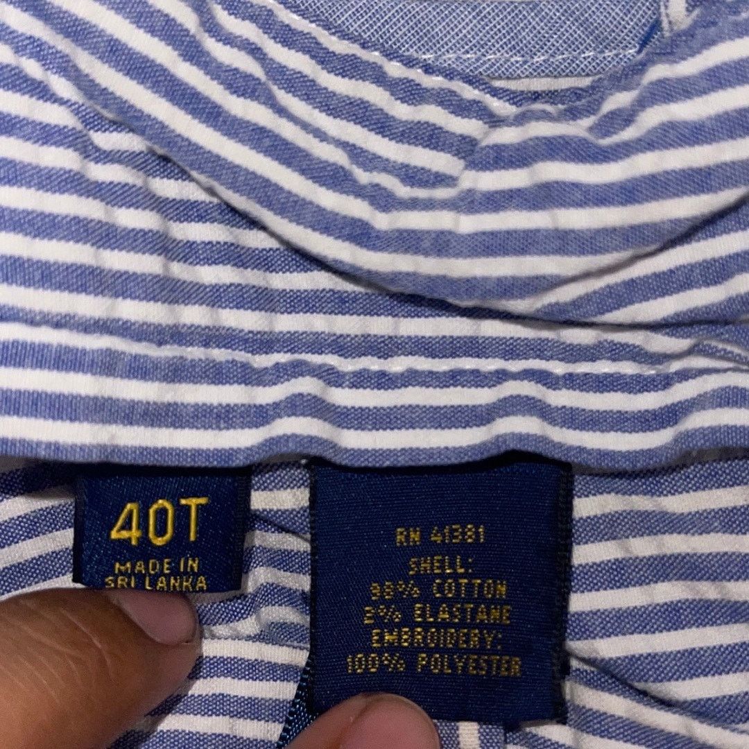 Polo Ralph Lauren Anchor Blue Striped Short SZ 40 Stretch Classic Fit Nautical Size US 40 / EU 56 - 4 Thumbnail