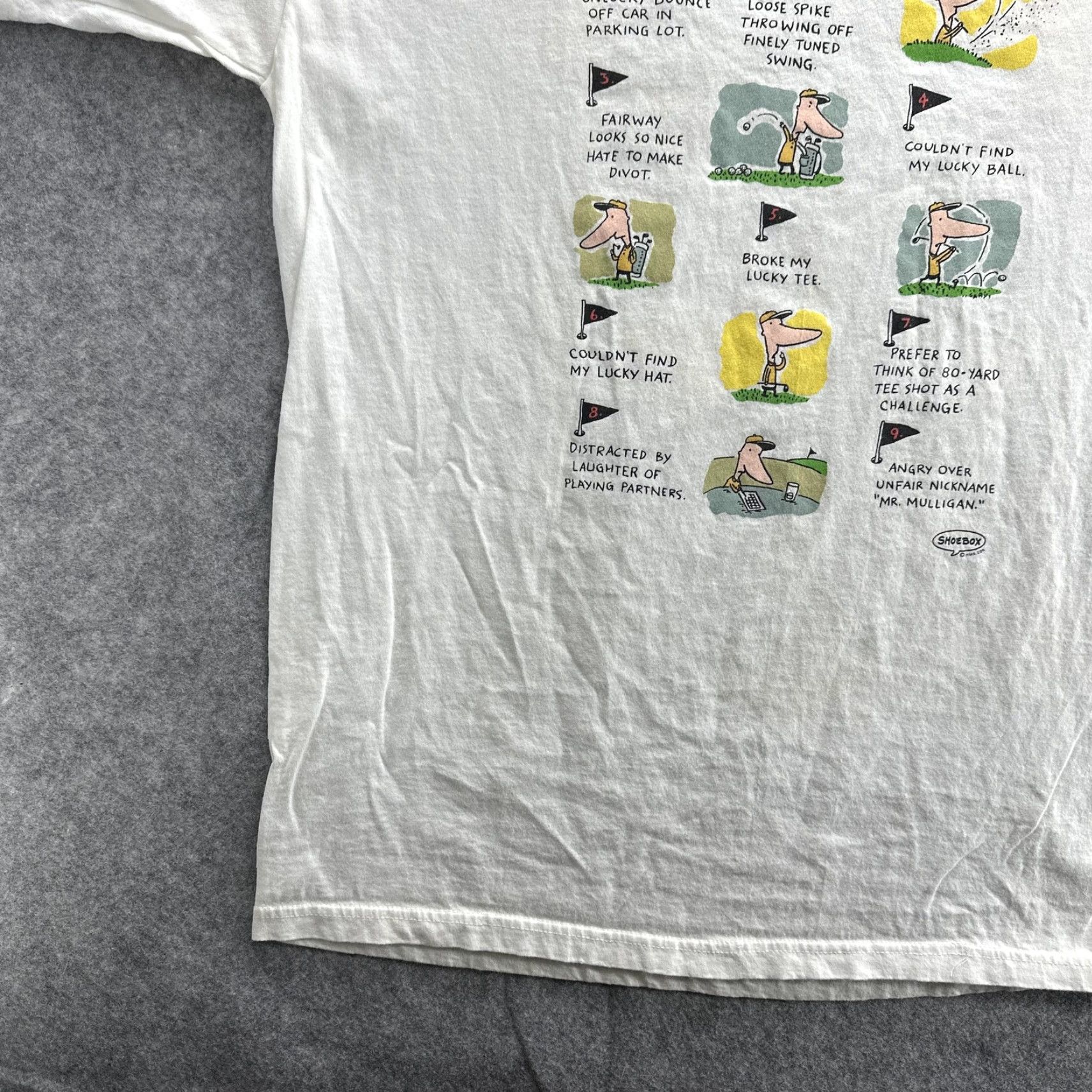 Vintage VINTAGE Silver Mountain Shoebox Golfers Excuses T-Shirt Mens XL White Funny Cartoon Graphic 90s Tee Size US XL / EU 56 / 4 - 5 Thumbnail