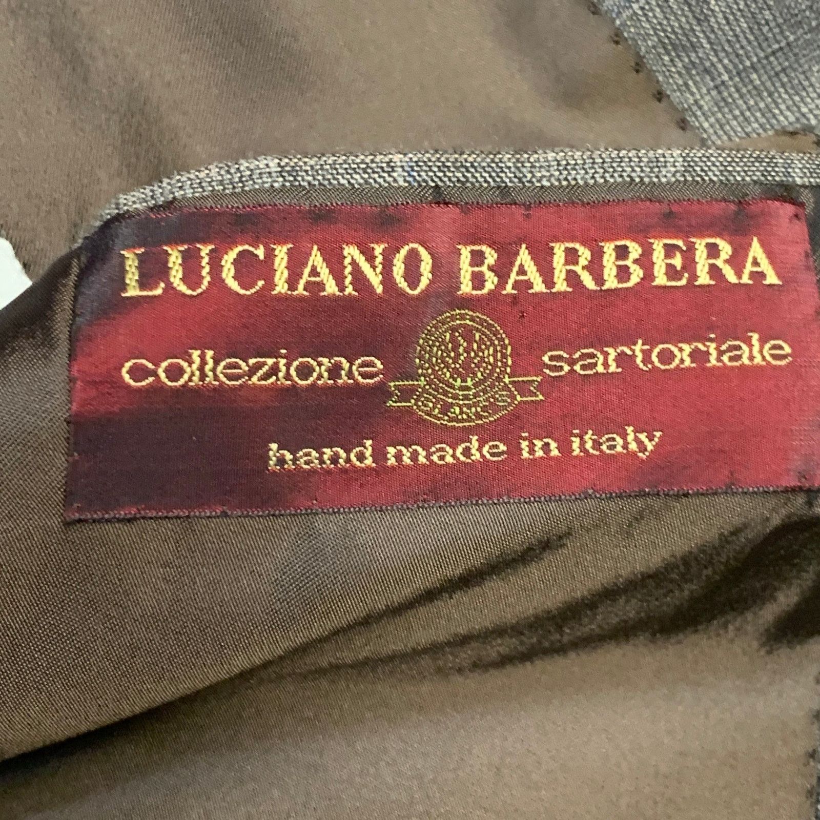 Luciano Barbera LUCIANO BARBERA 38 Brown Plaid Wool Notch Lapel Pleated Suit Size 38R - 8 Thumbnail