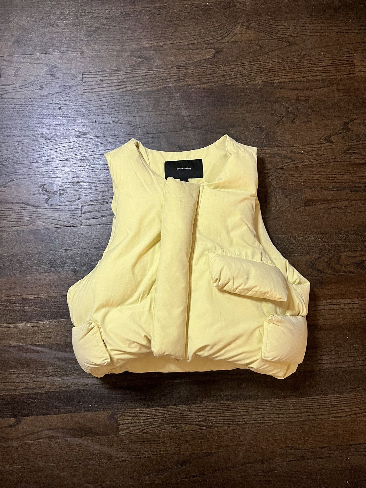 Image of Entire Studios Puffer Vest in Yellow, Men's (Size Small)