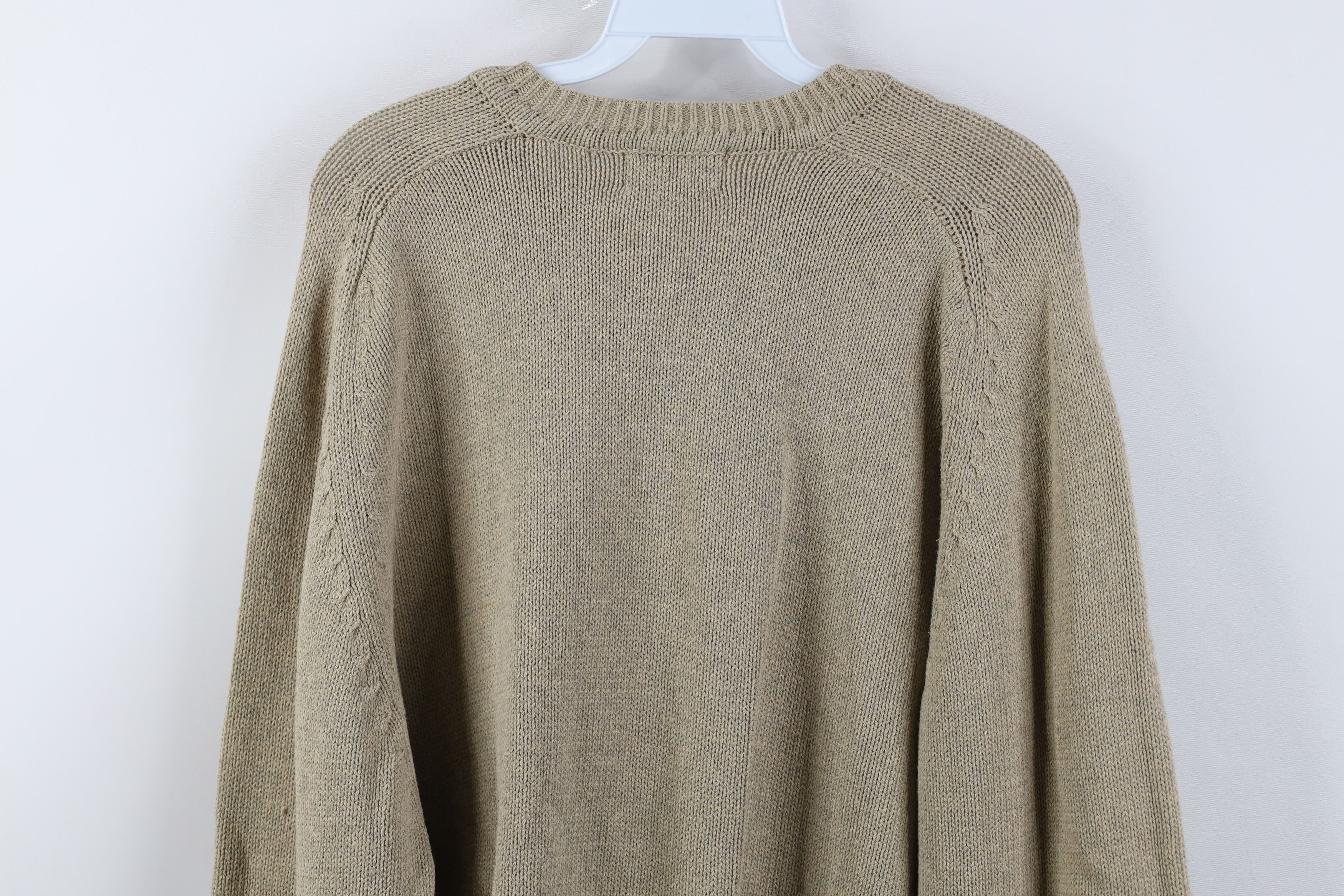 Vintage Vintage 90s Streetwear Cotton Ribbed Knit V-Neck Sweater Tan Size US L / EU 52-54 / 3 - 8 Thumbnail
