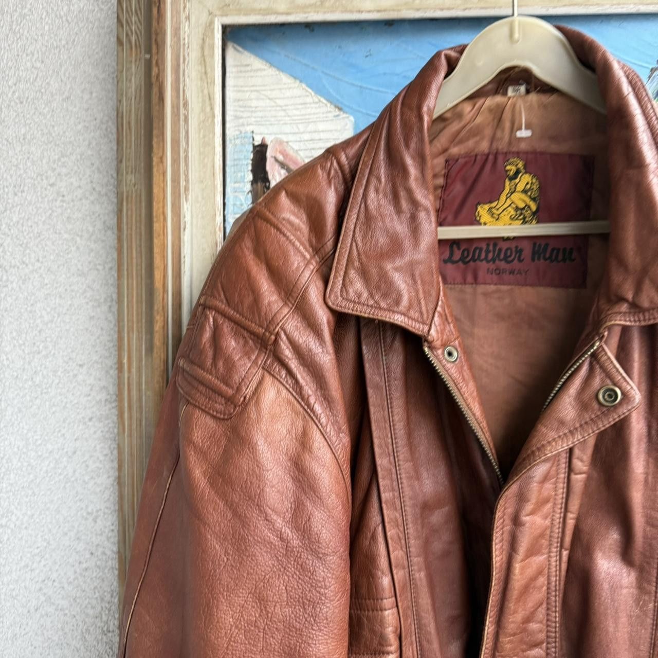 Vintage Vintage 90s Real Leather Jacket Brown Cropped Boxy Size US L / EU 52-54 / 3 - 3 Thumbnail