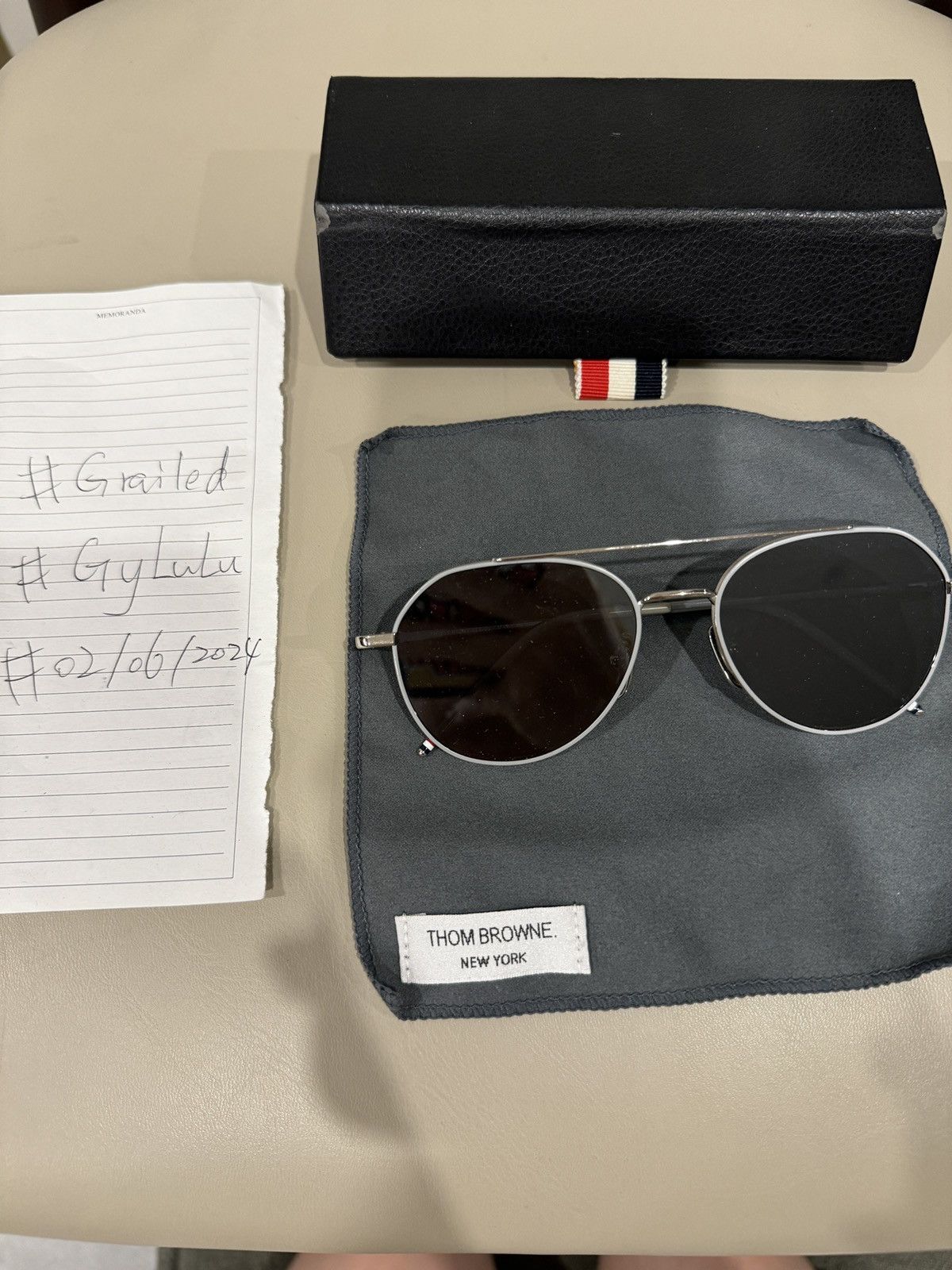 Thom Browne Grey Silver AVIATOR SUNGLASSES tb105 Size ONE SIZE - 1 Thumbnail