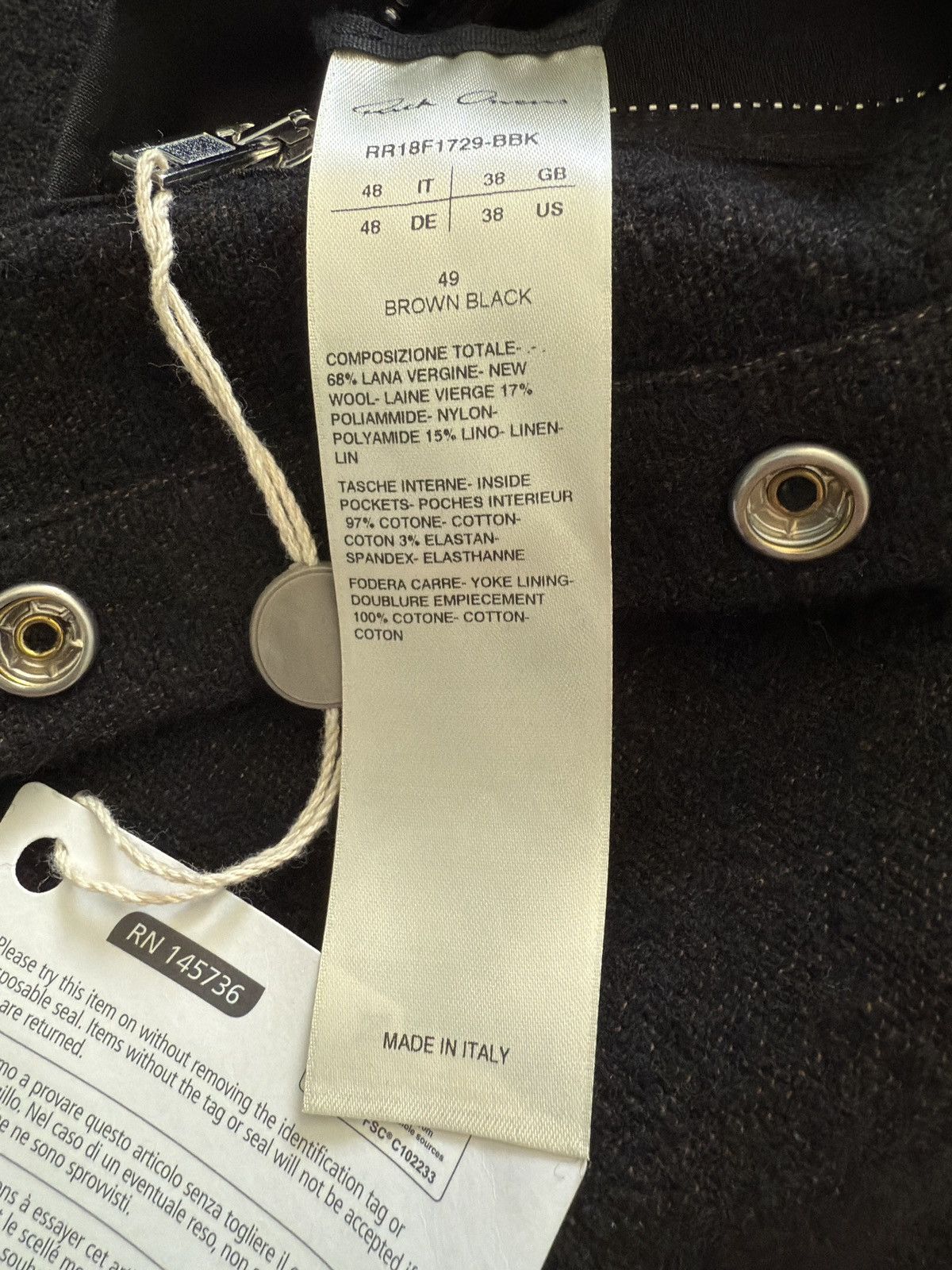 Rick Owens FW18 SISYPHUS Boiled Wool Overshirt Worker Outershirt Size US M / EU 48-50 / 2 - 6 Thumbnail