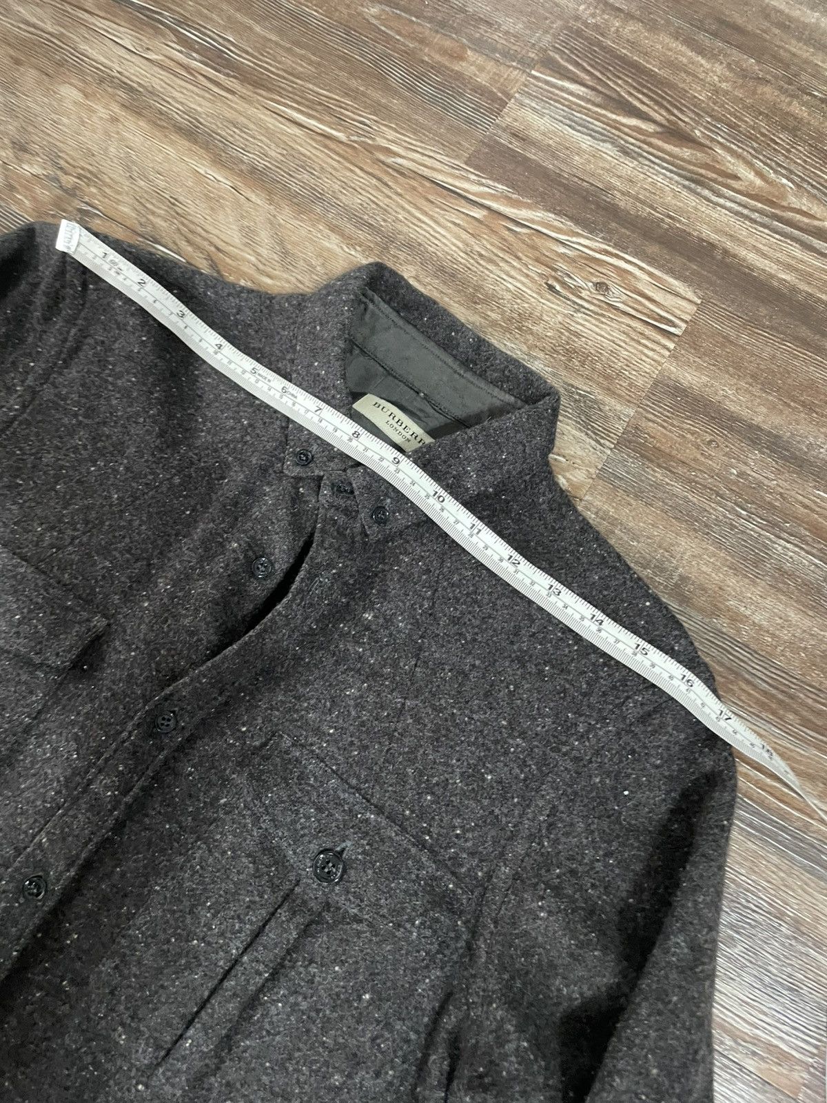 Burberry Wool Cashmere Blend Button Up Shirt Dark Grey Speckled ru Size US M / EU 48-50 / 2 - 5 Thumbnail
