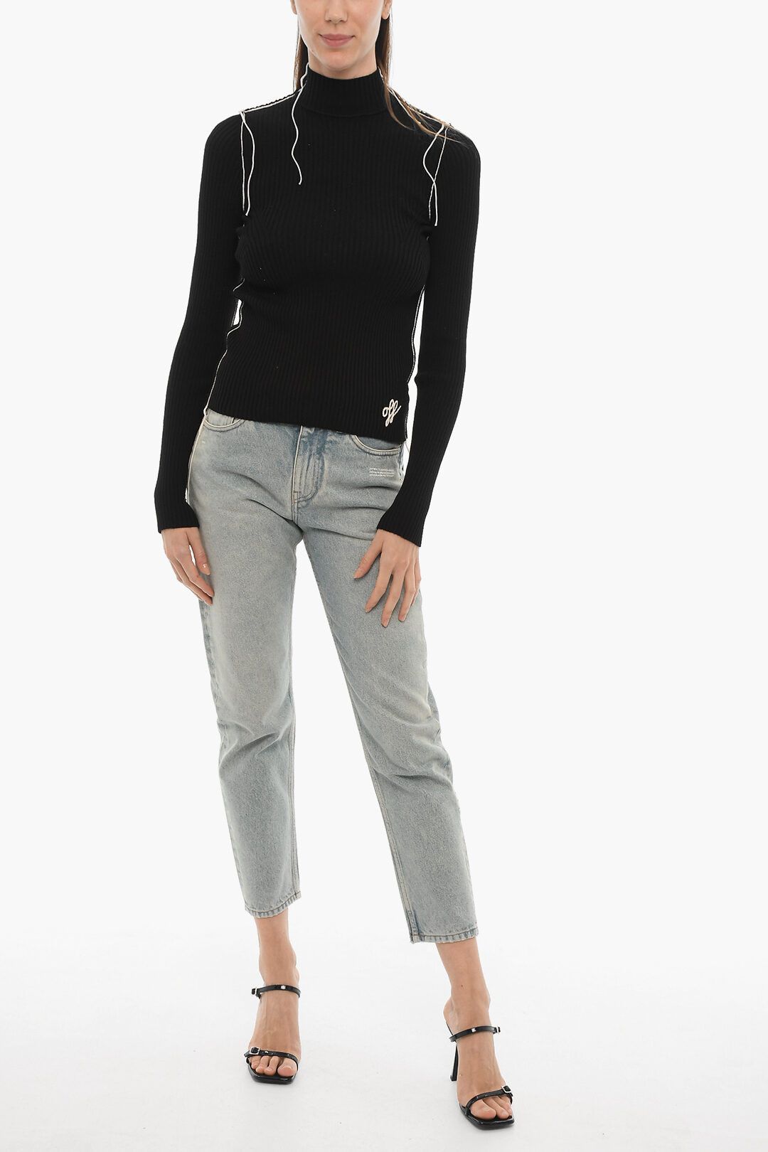 Off-White og1mm1125 Turtle-neck Ribbed Sweater in Black Size M / US 6-8 / IT 42-44 - 5 Thumbnail