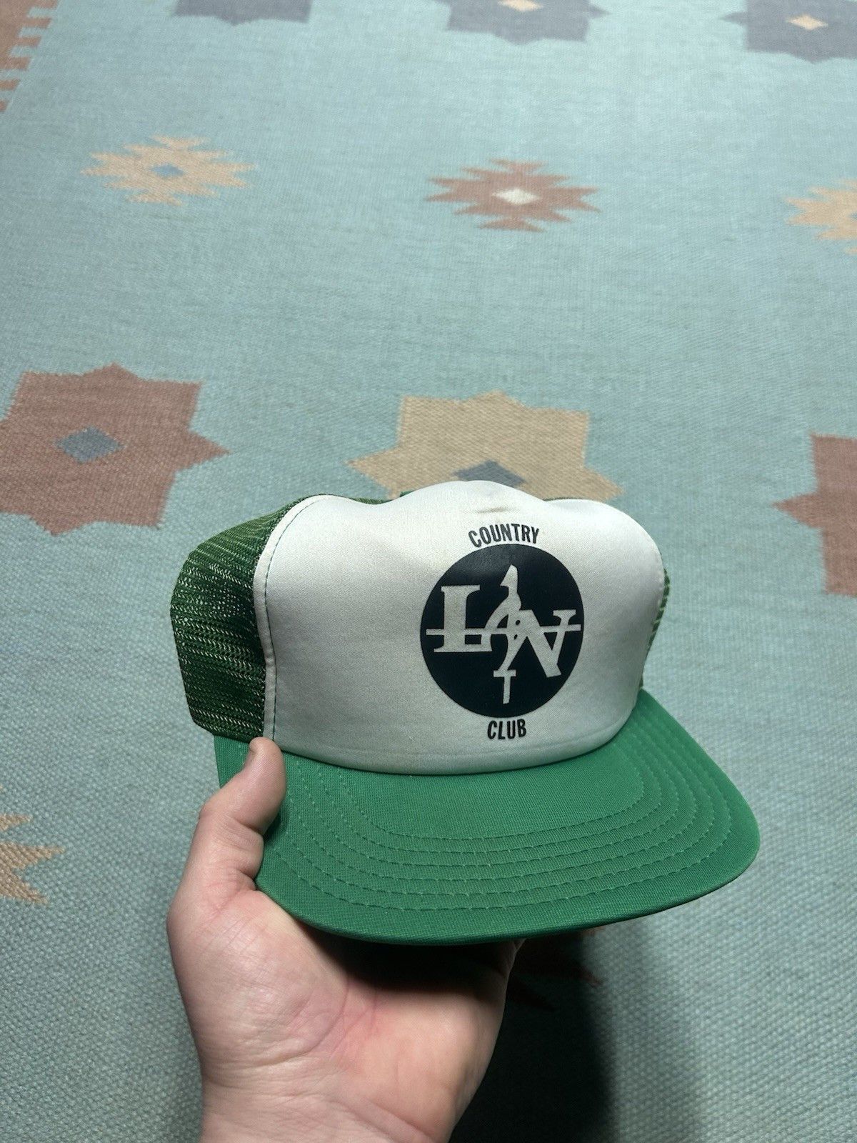 Vintage Vtg trucker hat mesh LAN country club Lansing Michigan snap Size ONE SIZE - 1 Thumbnail