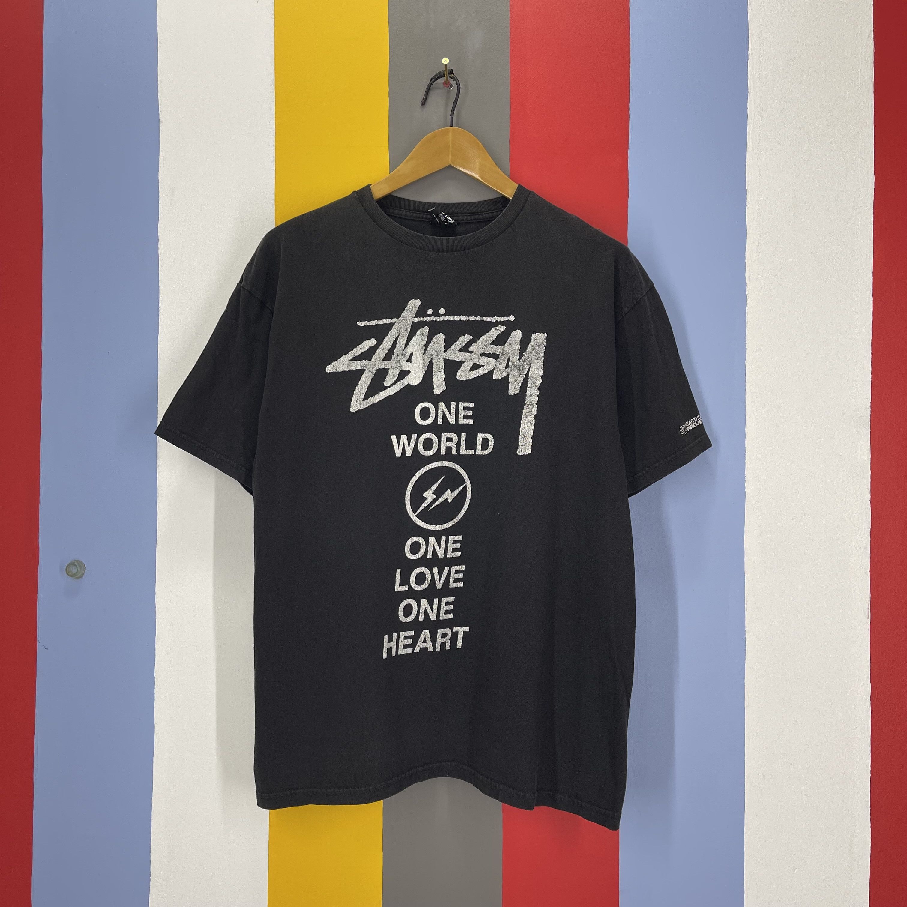 Pre-owned Stussy X Fragment Design Crew Neck T Shirt 1543/az In Black