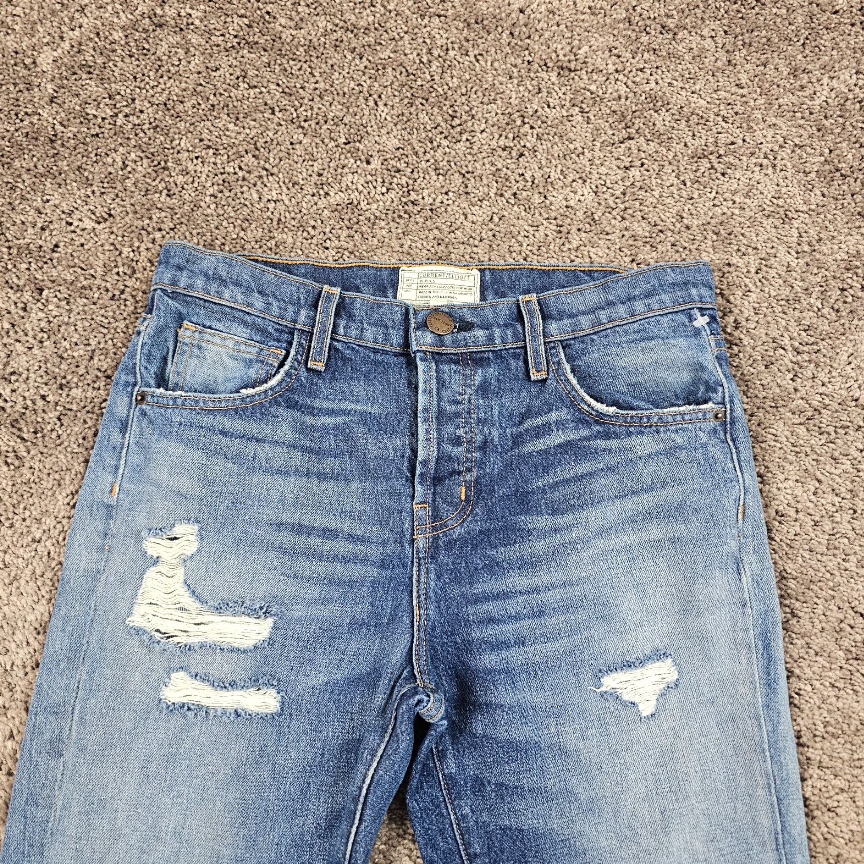 Vintage Current/Elliott Jeans Womens 26 Skinny Mid Rise Distressed Blue Denim 29x28 Size 26" / US 2 / IT 38 - 2 Thumbnail