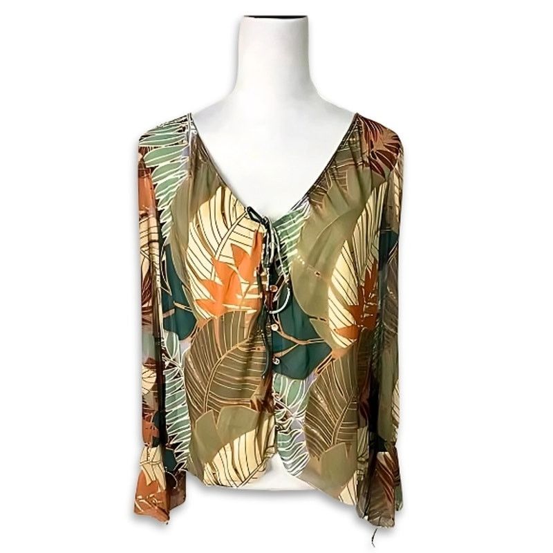 Other DR2 By Daniel Rainn Blouse Sheer Leaf Bell Sleeve Women's L Size L / US 10 / IT 46 - 2 Thumbnail
