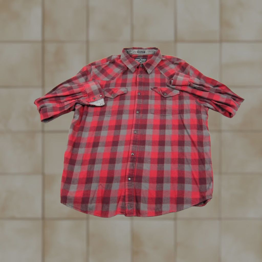 Cody James Cody James Shirt Mens XL Red Plaid Regular Fit Western Snap Rodeo Size US XL / EU 56 / 4 - 1 Thumbnail