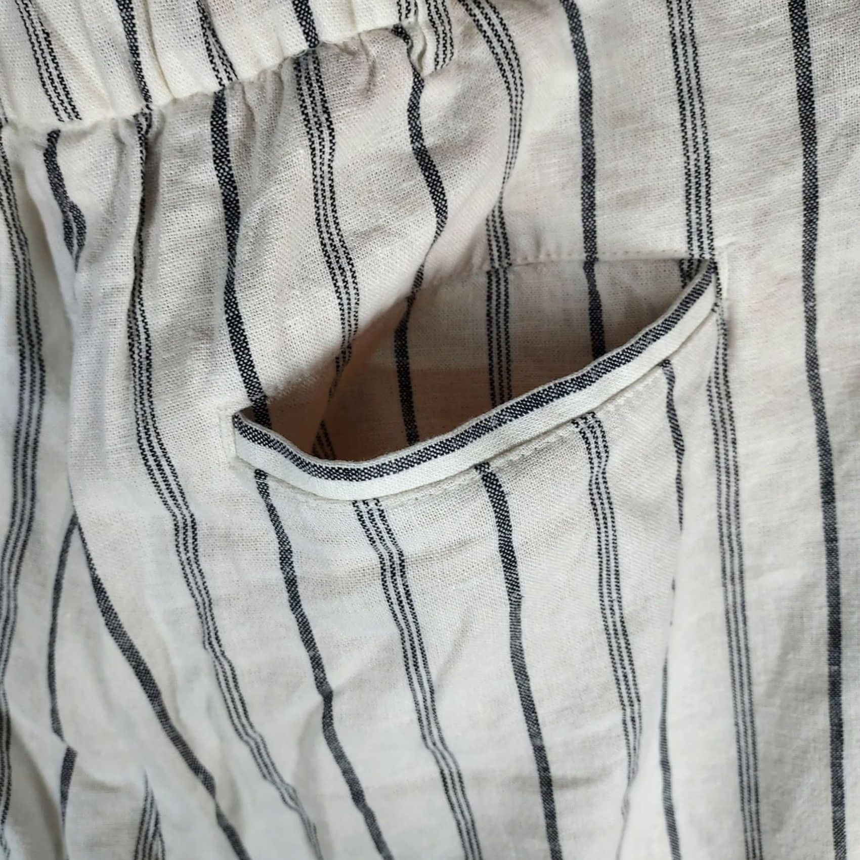 Old Navy Old Navy Women’s L Taylor Wide Leg Trouser Blue Striped Linen High Rise NWT Dress Pants Casual Summer Spring Fall Wide-Leg Pants Mens Womens Girls Size 36" / US 14 / IT 50 - 4 Thumbnail