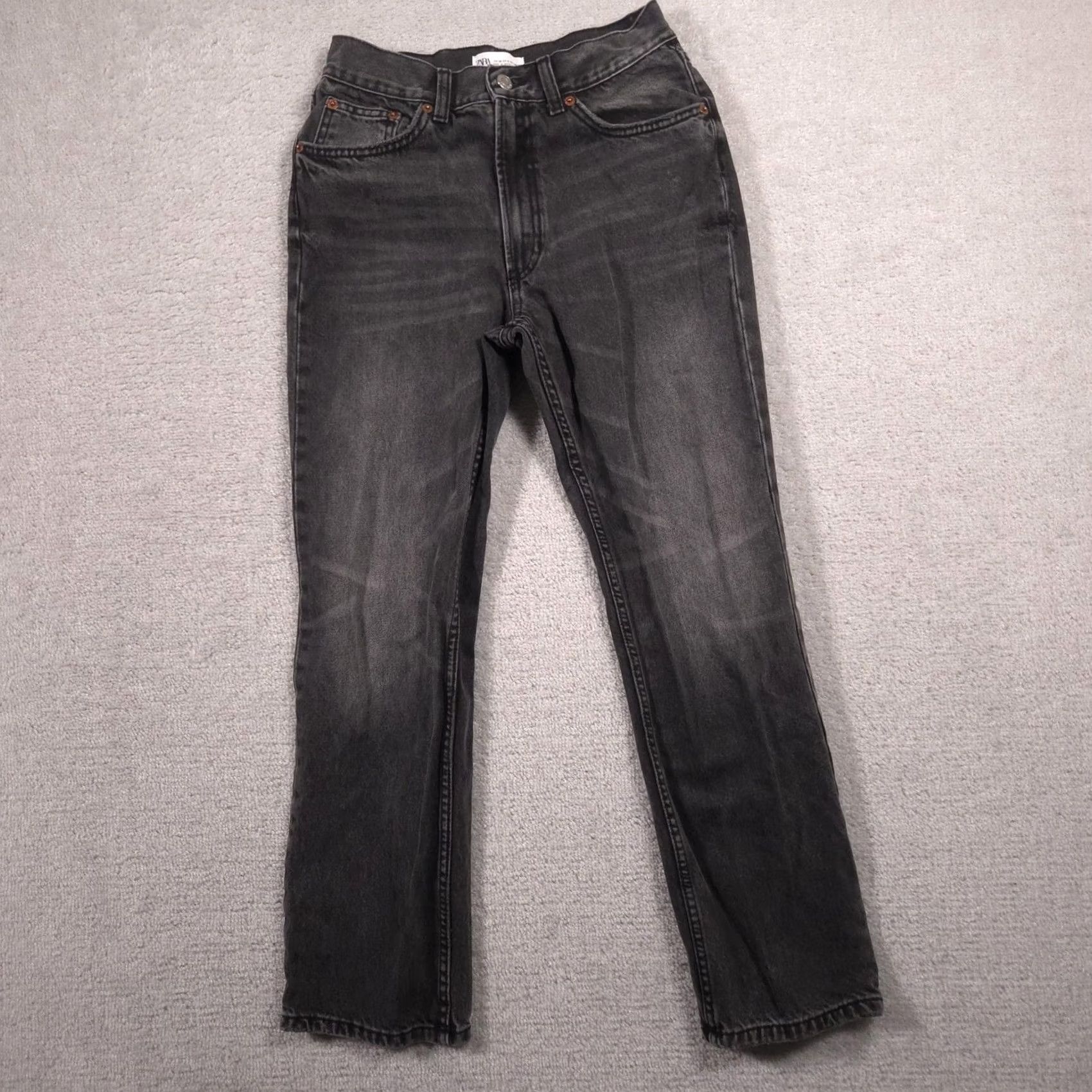 Zara Zara Jeans Womens 6 Gray Charcoal Wash Mid Rise Straight Leg Denim Casual Pants Womens Jeans Size 28" / US 6 / IT 42 - 2 Thumbnail