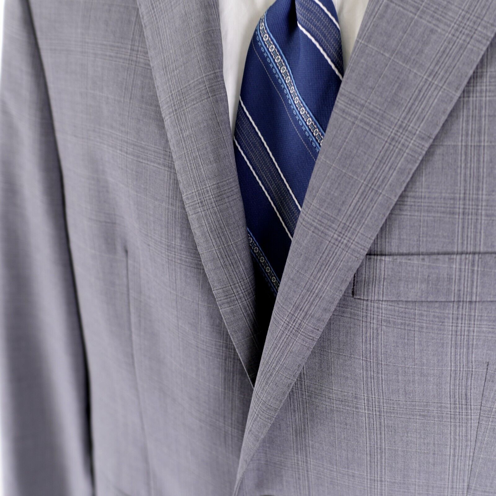 Calvin Klein Calvin Klein Wool Gray Plaid Windowpane 2 Button Blazer 38S Size 38S - 3 Thumbnail