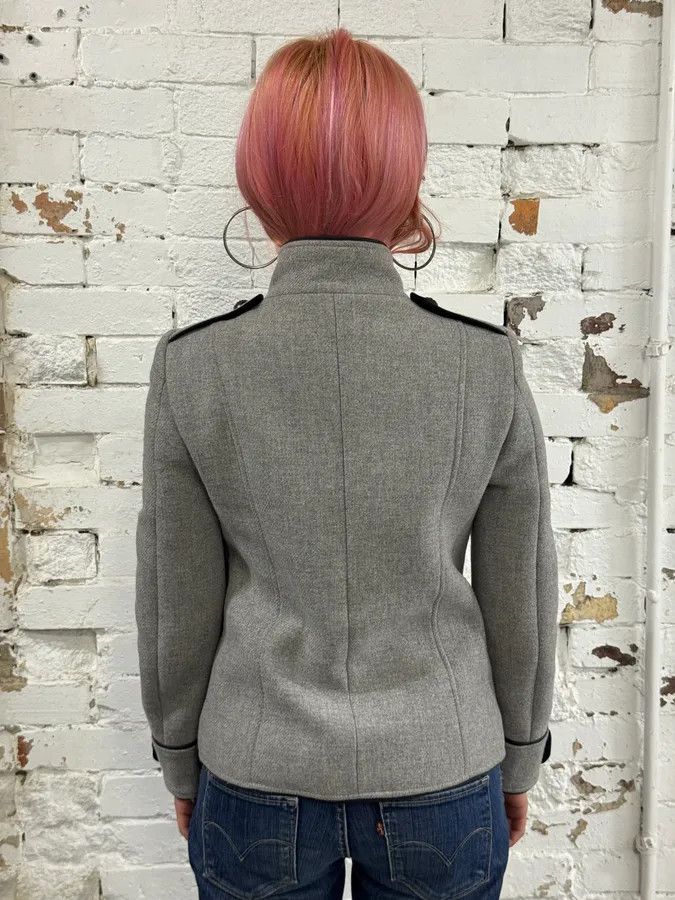 Moschino Moschino Officer Double-Breasted Grey Wool Jacket Size S / US 4 / IT 40 - 2 Thumbnail